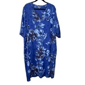 Ulla Popken Plus Size Linen Blend Caftan Dress